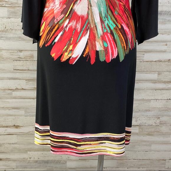 Fenn Wright Manson Floral Dress Womens Size 12 Black Coral Vibrant Shift - Picture 11 of 13